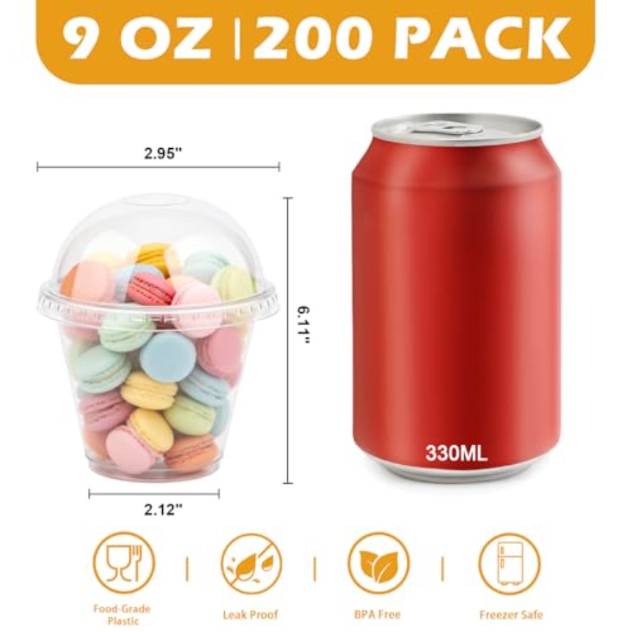 200 Pack 9 oz Clear Plastic Cu - Plastic Dome Clear recensione e prezzo
