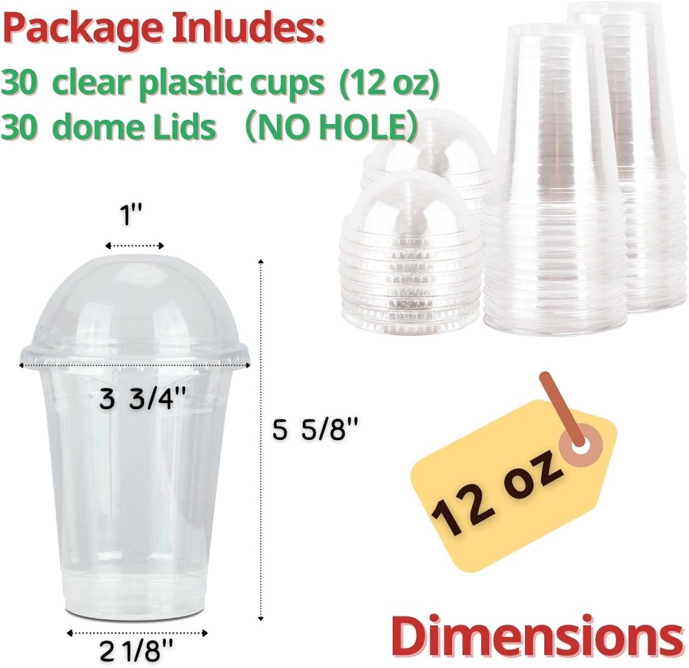 30 Sets 12 oz Clear Plastic Cu - Plastic Dome Clear recensione e prezzo