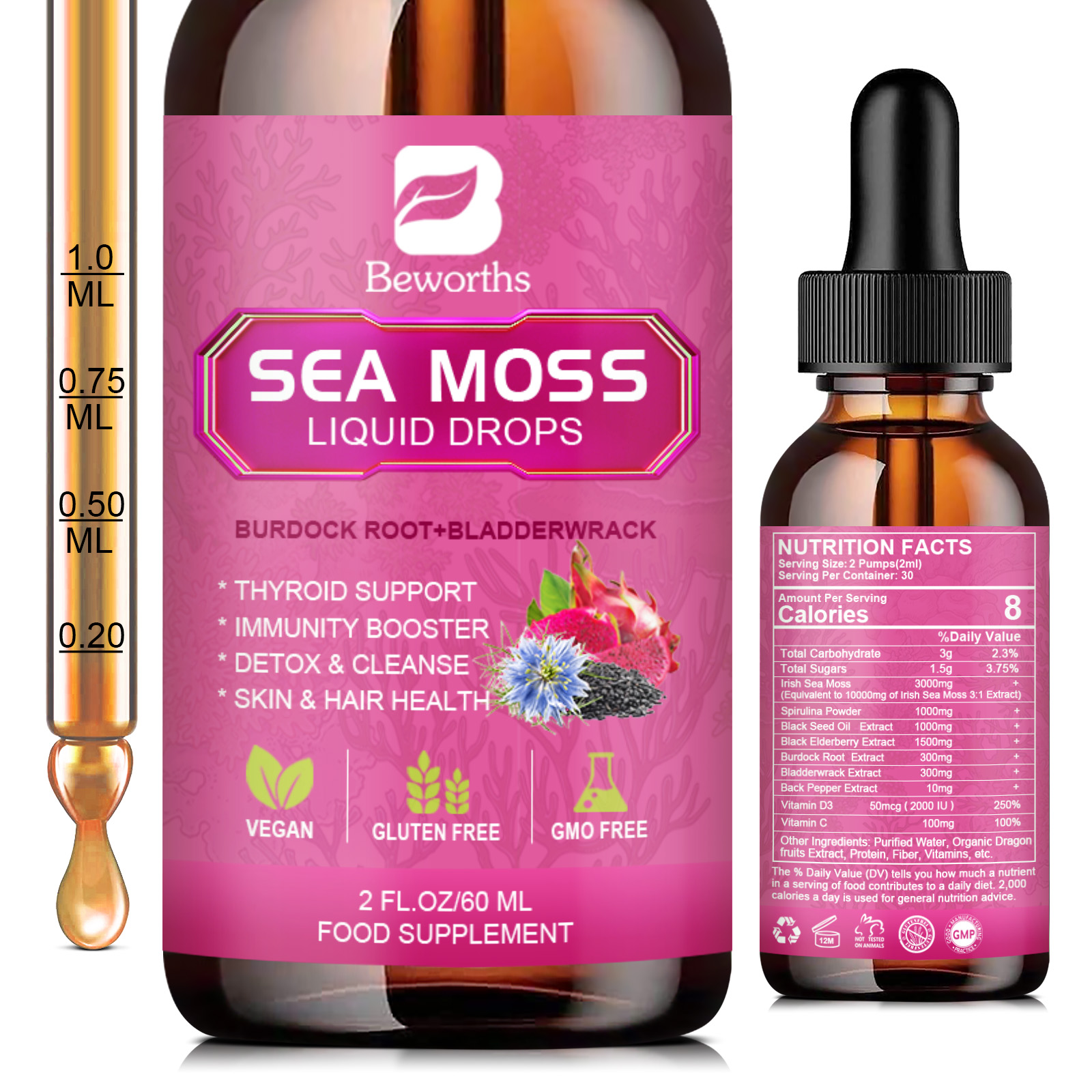 BEWORTHS 3000MG Seamoss Liquid - Root Stimulator Liquid recensione e prezzo