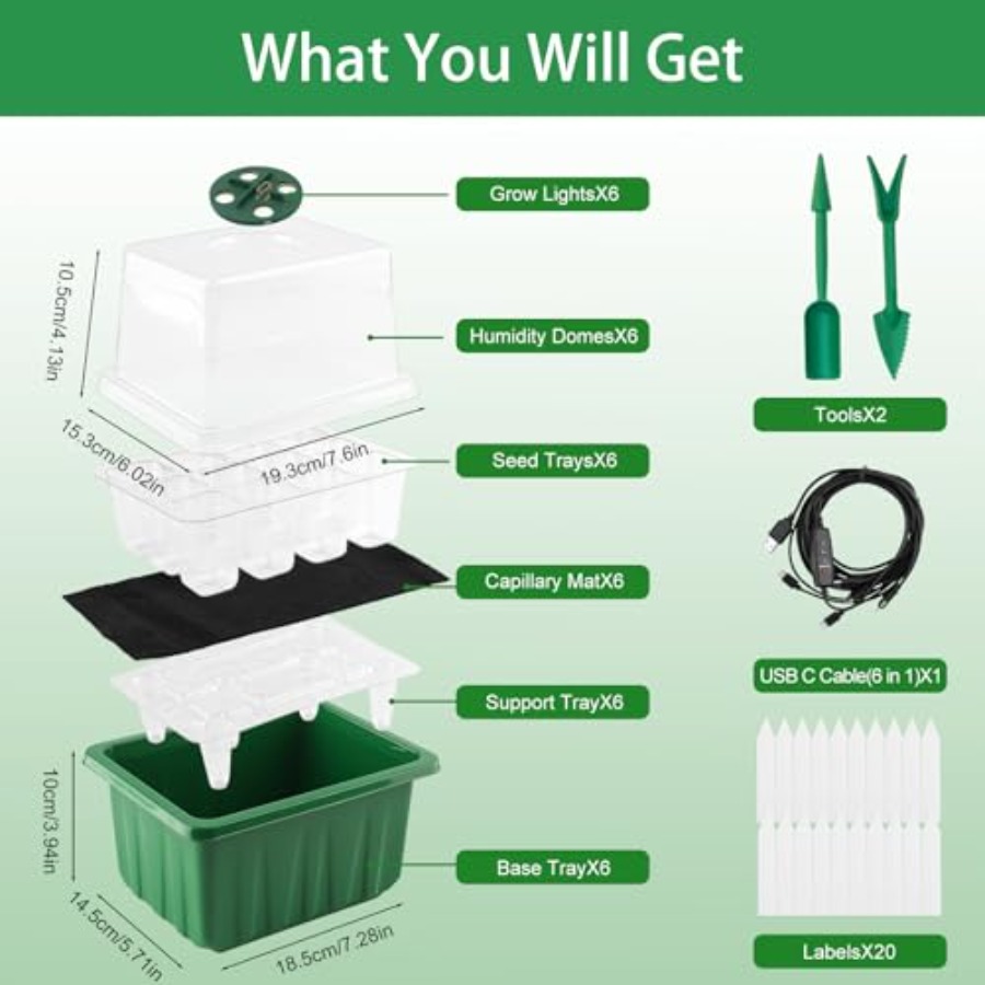 Seed Starter Tray with Light 6 - Humidity Dome Kit recensione e prezzo