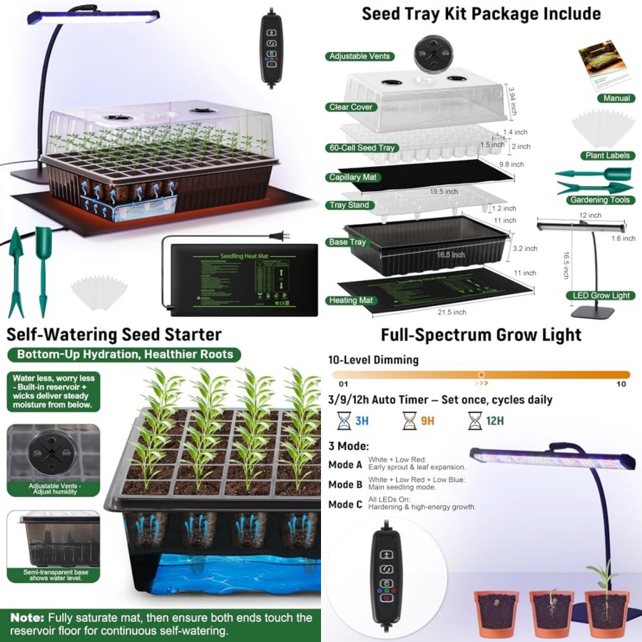 60-Cell Self-Watering Seed Sta - Humidity Dome Kit recensione e prezzo