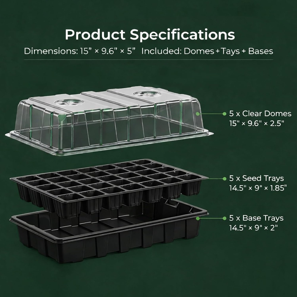 5-Set Seed Starter Tray Kits,  - Humidity Dome Kit recensione e prezzo