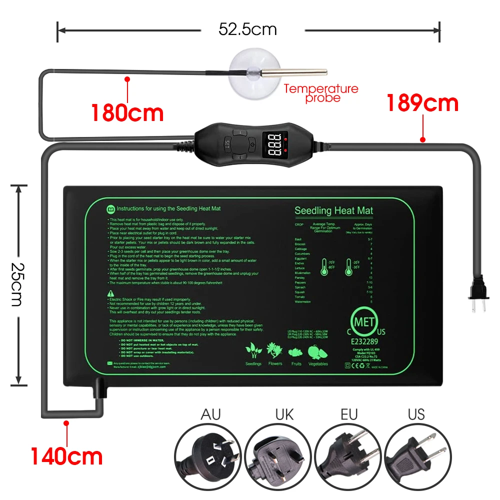 50W EU-US/UK/AU Adjustable The - Heat Mat Seedling recensione e prezzo